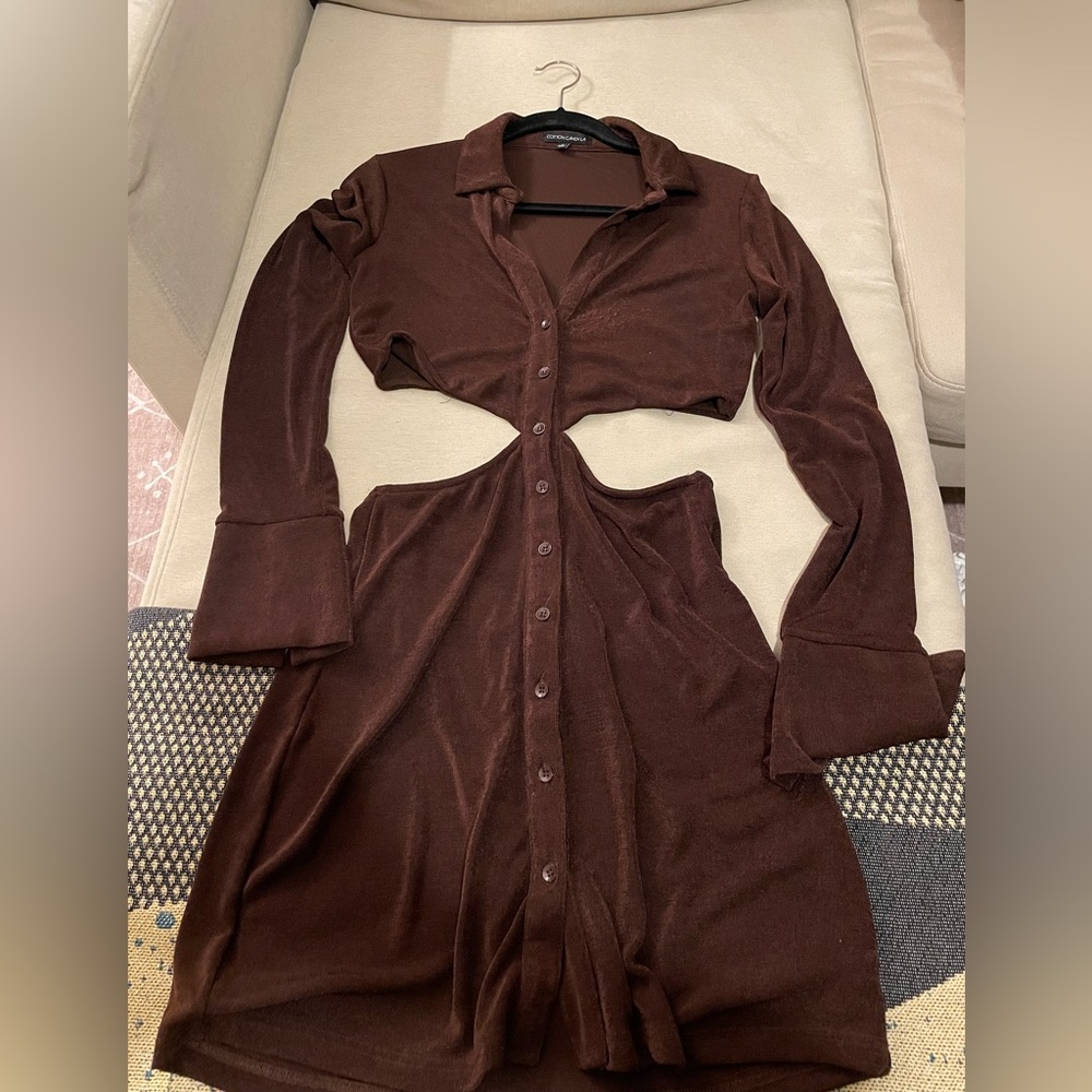 Cotton Candy La Brown Disco Cutout Dress